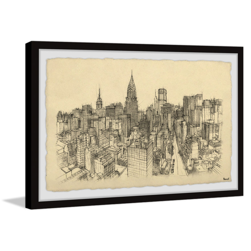 NYC Birds Eye View - Single Picture Frame Print, 20cm H x 30cm W x 3.81cm D