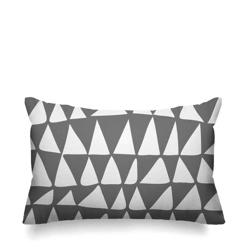 Housse et insert de coussin rectangulaire d'extérieur dessiné à la main Lani, gris