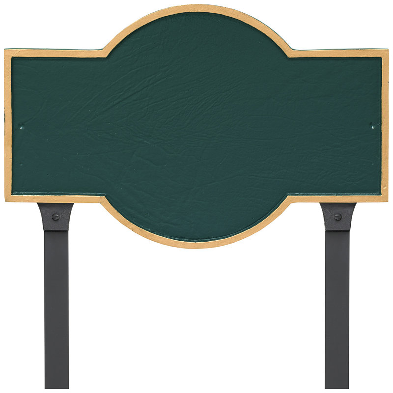 Plaque d'adresse rectangulaire avec piquets Canterbury, Vert forêt / doré, Oui