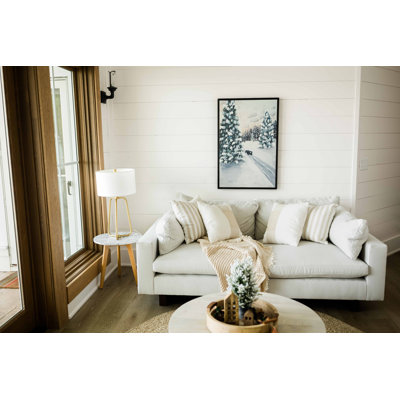 «The Cottage After Snowfall», art mural encadré en bois