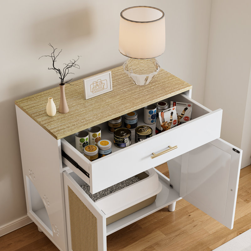 Armoire pour animaux de compagnie pour chambre à coucher avec litière cachée et rangement élégant