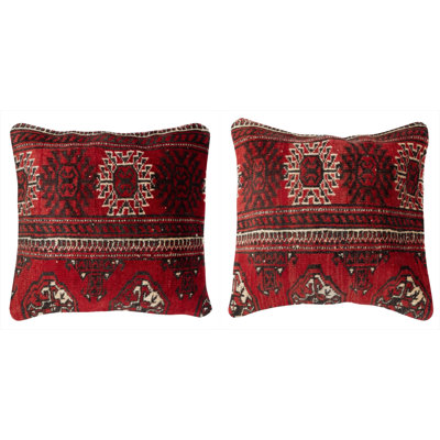 20 po x 20 po ENSEMBLE DE 2 - Housses de coussin en laine turque traditionnelle. Taies d'oreiller décoratives faites à la main. Cadeau maison