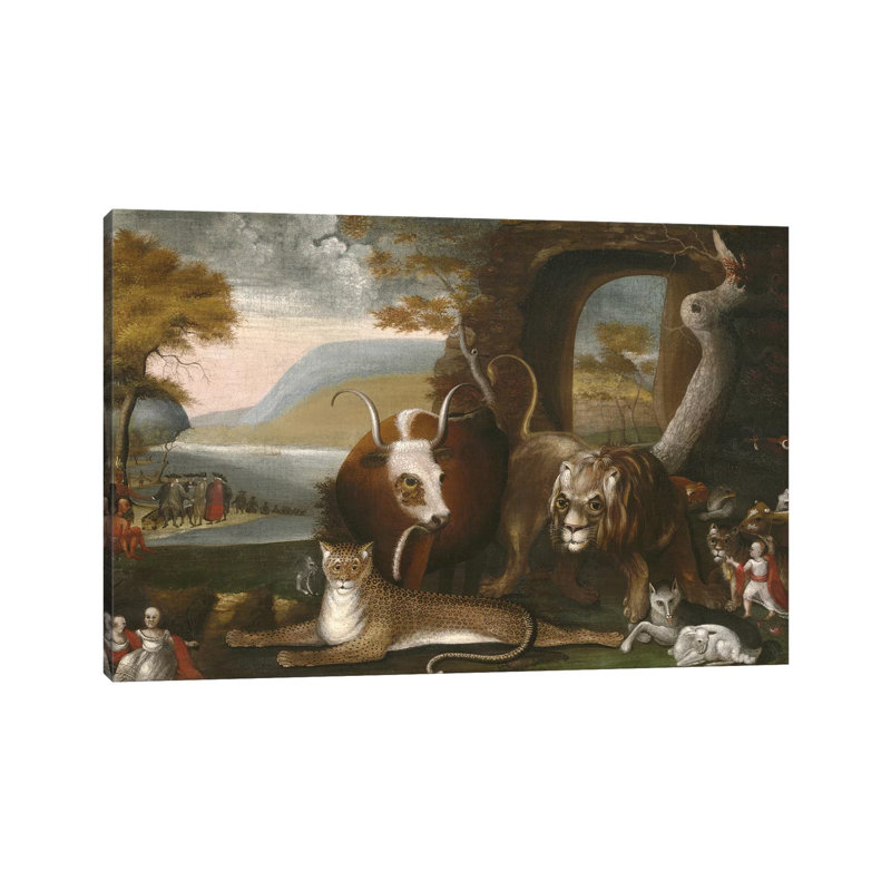 The Peaceable Kingdom And Penn’s Treaty, 1845 by Edward Hicks - Wrapped Canvas Painting, 66.04 cm H x 45.72 cm W x 3.175 cm D