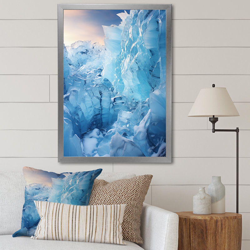 Art mural sur toile Glacier Glacial Glow, H 40 po x l 30 po x P 1,5 po, Cadre photo gris