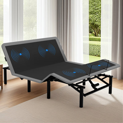 Queen Size Bed Frame With Massage And Incline Features, Five Modes, Wireless Remote Control, Led Under Lighting, Type-A Type-C Ports, 4 Sizes Adjustable Legs, Easy Assembly Electric Of Size, Modes To