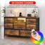 Meuble télé avec lumières à DEL et prises de courant intégrées pour téléviseur 55 po, commode en tissu 8 tiroirs-1249221578