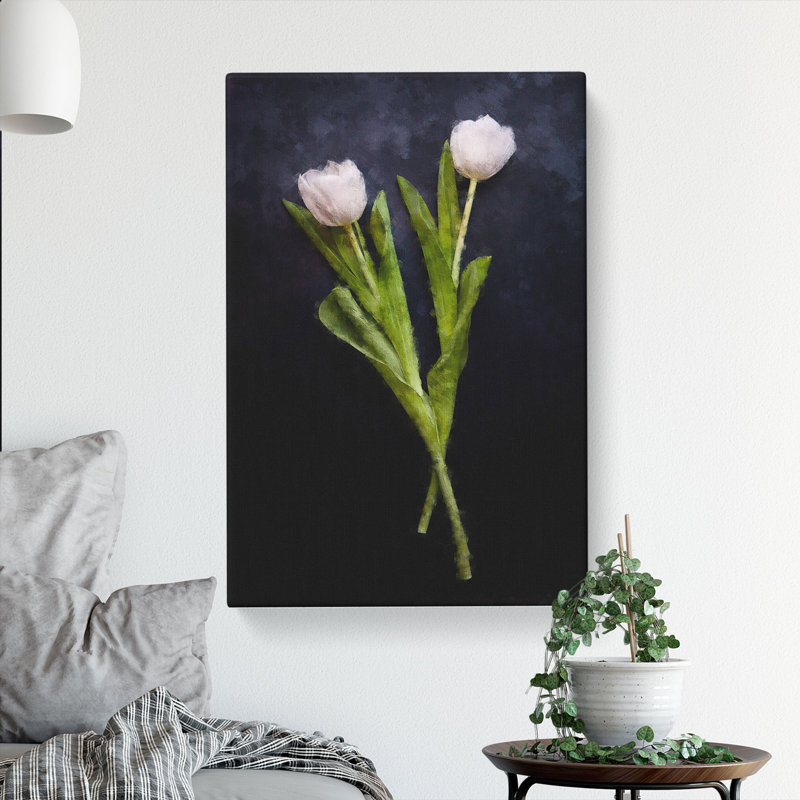 Two White Tulips - Wrapped Canvas, 60cm H x 40cm W x 3cm D