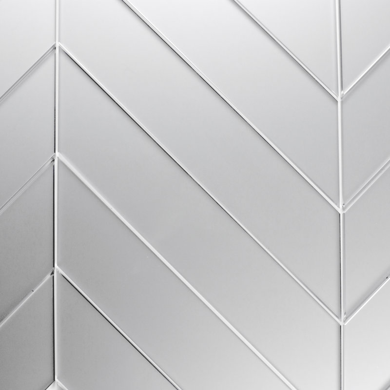 Frosted Reflections 3 in. x 11.75 in. Frosted Glass Mirror Straight Edge Chevron Decorative Kitchen & Bathroom Wall Tile
