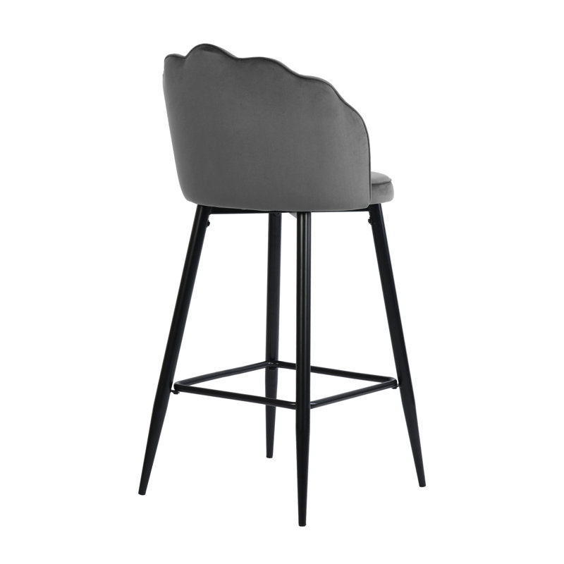 Kindig Upholstered Counter Stool with Metal Frame, Grey, Black