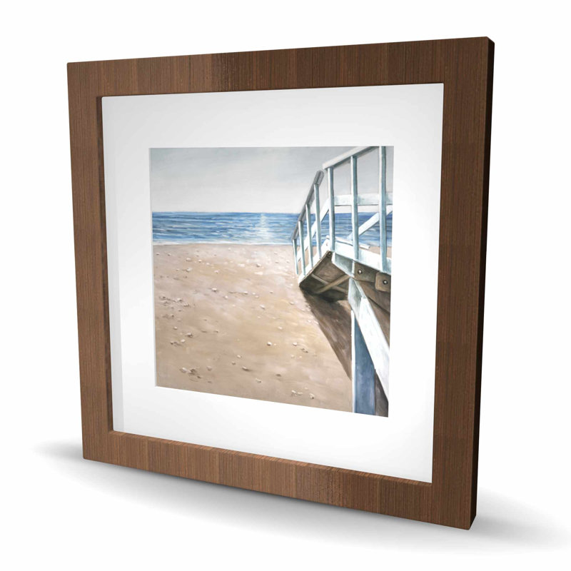 Doux paysage de bord de mer - imprimé mat beige encadré