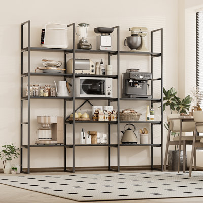 71 Inches Triple 5 Tier Book Shelf, Industrial Large Bookcase With Storage Cabinet Sturdy Metal Frame, Freestanding Display Shelving Unit by Mercer41