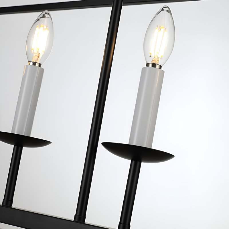 6-light Black Farmhouse Linear Lantern Chandelier