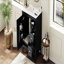 Meuble-lavabo moderne de 30 po avec lavabo en céramique, salle de bain noire avec 3 tiroirs, meuble de rangement moderne en bois massif, idéal pour la maison-982075934-982076000