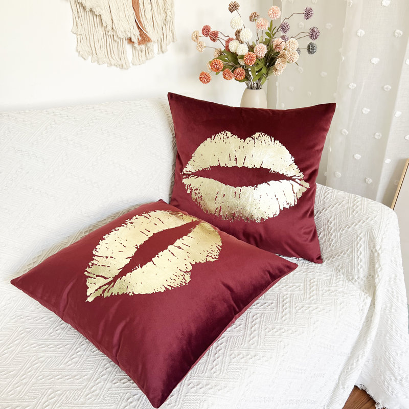 Housse de coussin couleur unie or (ensemble de 2), 18 po x 18 po, Rouge