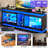 Modern Entertainment Centers With Led Lights, High Gloss Tv Cabinet W/Power Outlet, Storage Open Shelves-763559417-763559414
