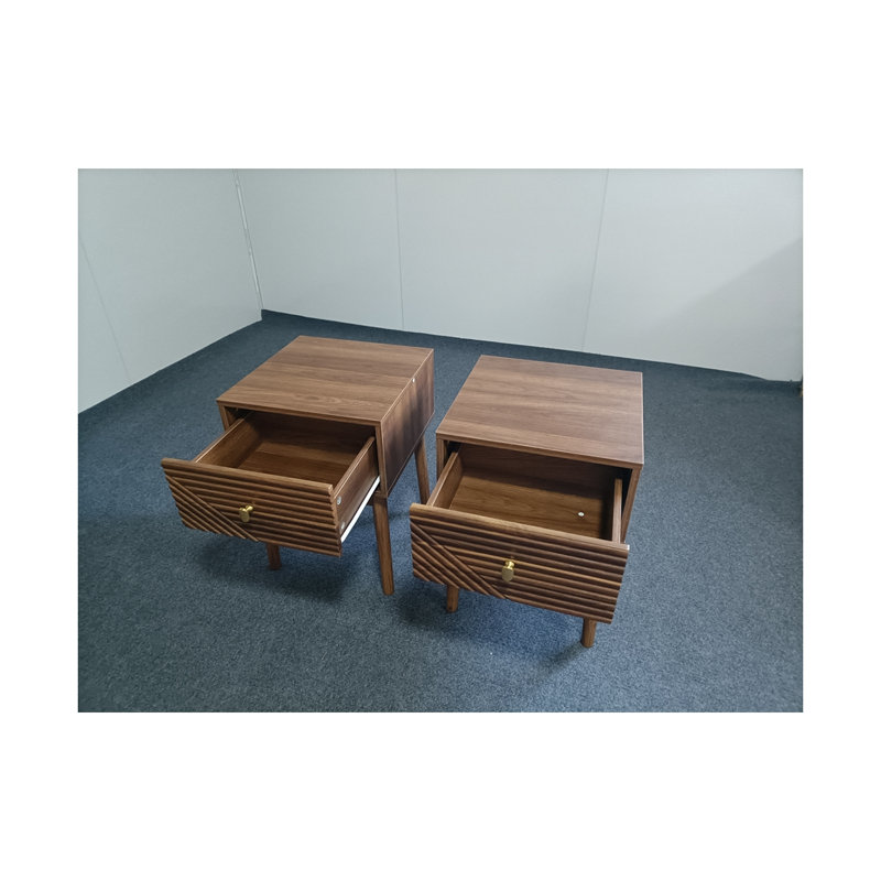 Set of 2 Medieval-Modern Walnut Bedside Tables