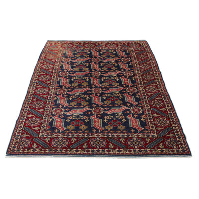 4x6 Navy and Red Turkish Traditional Rug