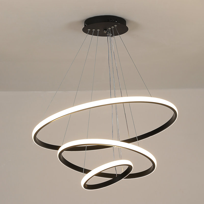 Hayhurst 3 - Light Unique Pendant Light Chandelier, Matte Black, 60cm H x 40cm W x 20cm D
