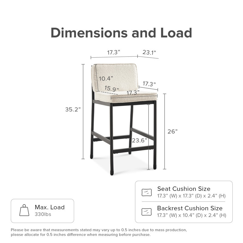 Odelia Counter Stools, 4-pc, Pearl White Boucle
