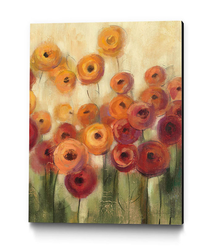 « ranunculi field i », reproduction de peinture à l’acrylique sur toile, H 24 po x l 18 po x P 2 po
