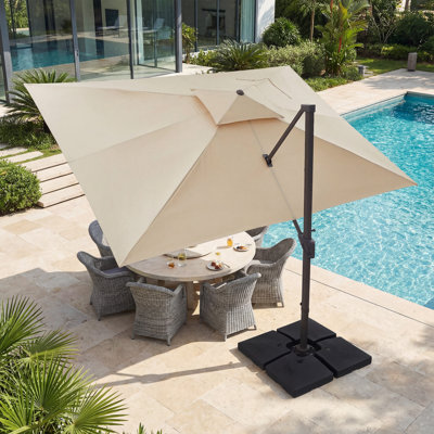 Parasol en porte-à-faux courbé rectangulaire inclinable 10 pi x 13 pi avec base et housse