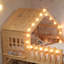 House Loft Bed With Slide,Playhouse Bed With Star Moon-Shaped Designs And Window, Chic Design With LED Lights,No Box Spring Needed-260246878-260246873