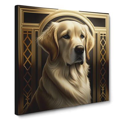 Golden Retriever Art Deco - Wrapped Canvas