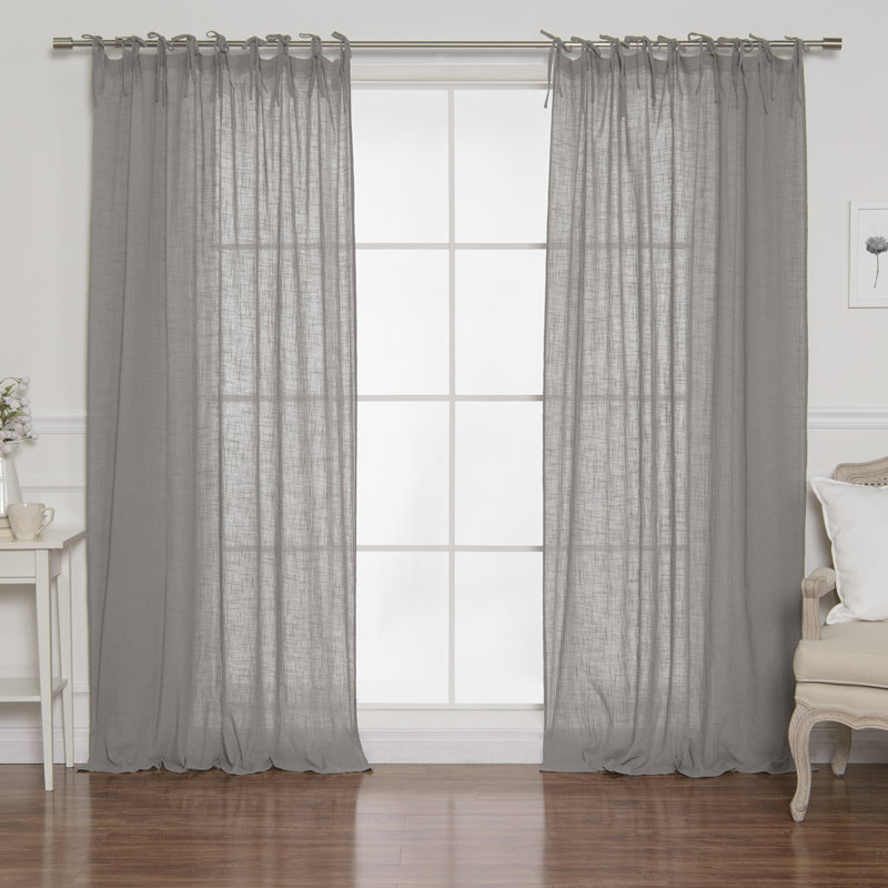 Paire de rideaux semi-transparents 100% coton Lincolnton Rosalind Wheeler, Gris