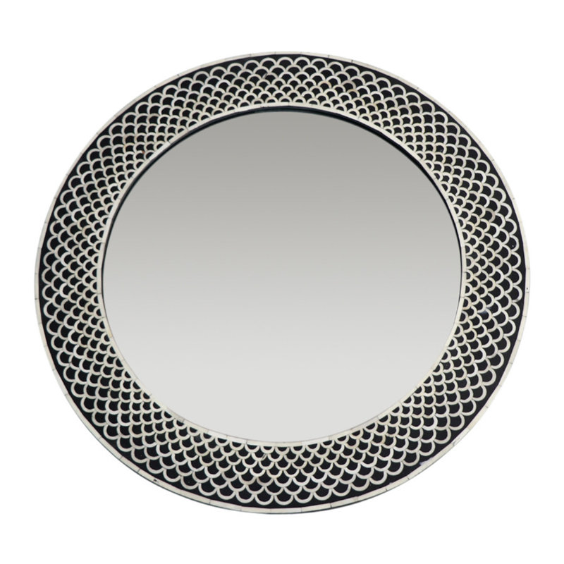 Bone Flat Wall Mirror, 32" x 32", Gray