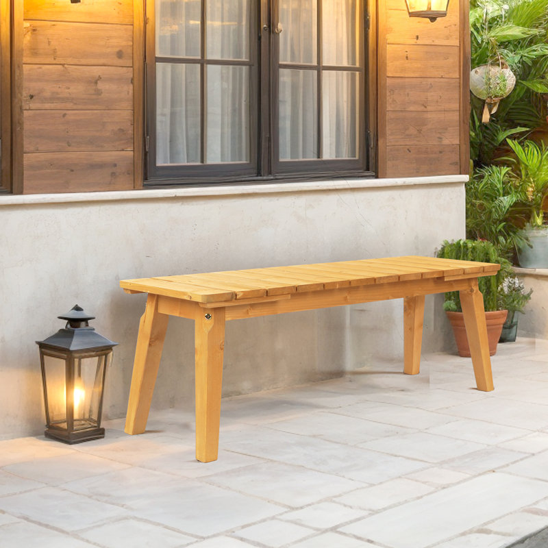 45-Inch Solid Wood Backless Outdoor Bench, Yellow