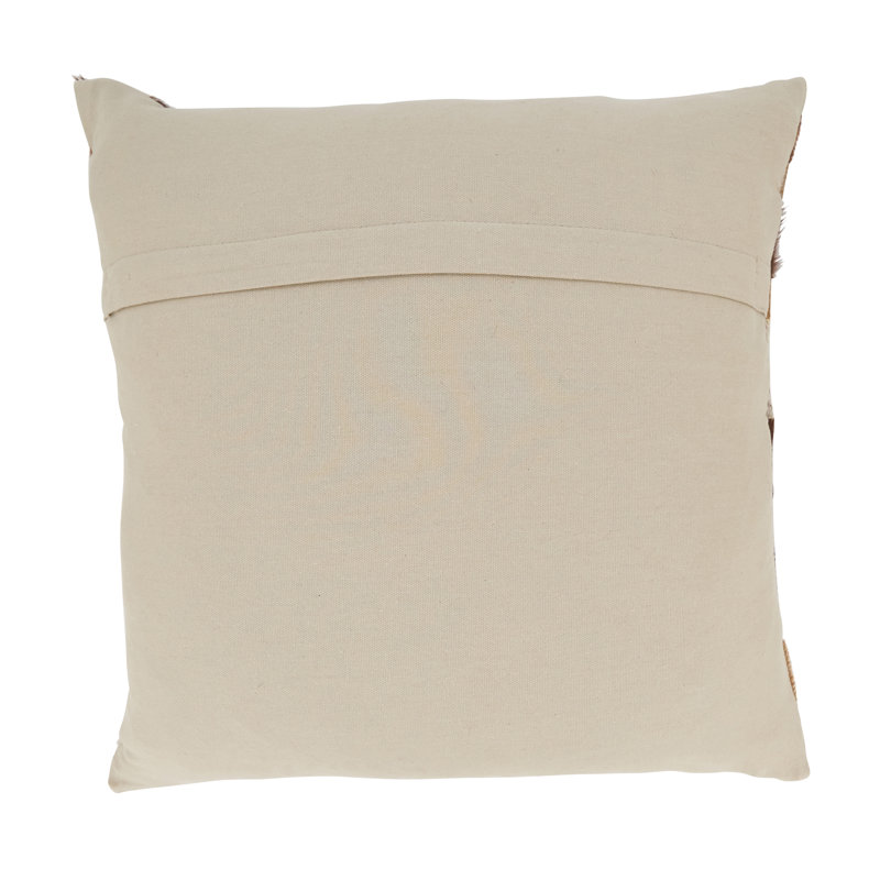 Euro Brown Leather Cowhide Patchwork Throw Pillow Cover