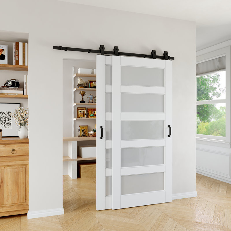 Portes doubles de grange coulissantes 56 "x 80" 5-Lite, 56 po x 80 po