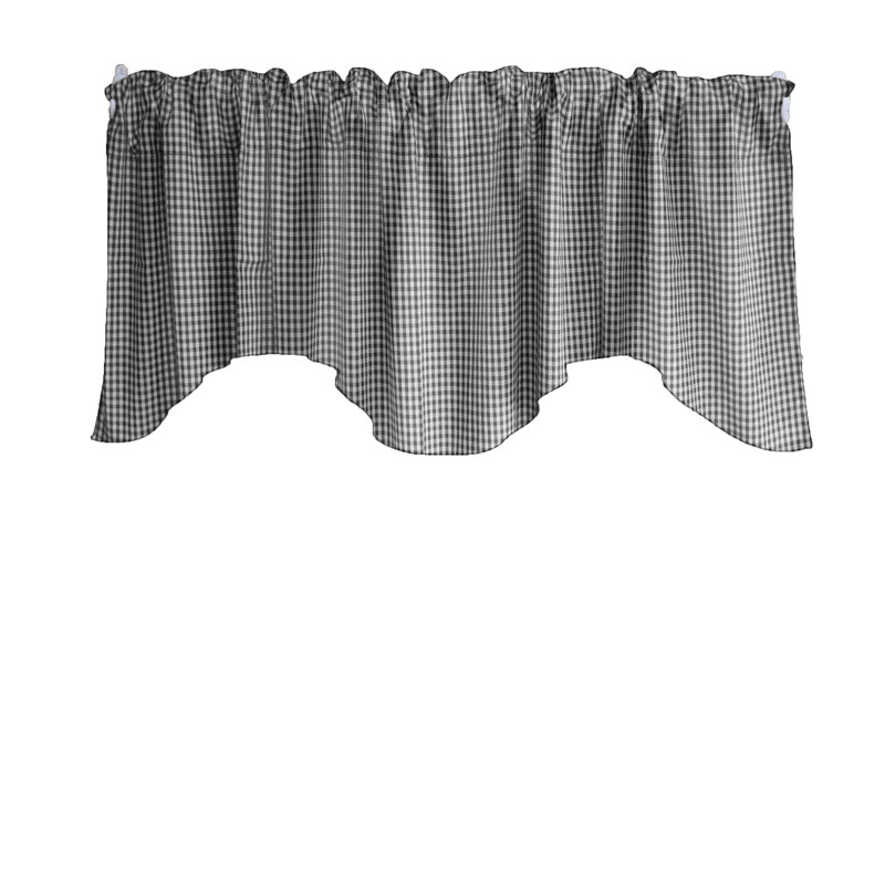 Cantonnière festonnée à motif damier 1/8 po Gingham, Noir, noir, noir, noir