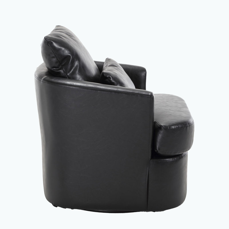 Fauteuil demi-tonneau pivotant, Cuir noir
