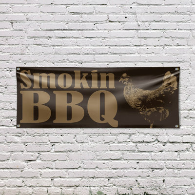 Smokin BBQ Banner Sign 18 Inch x 48 Inch