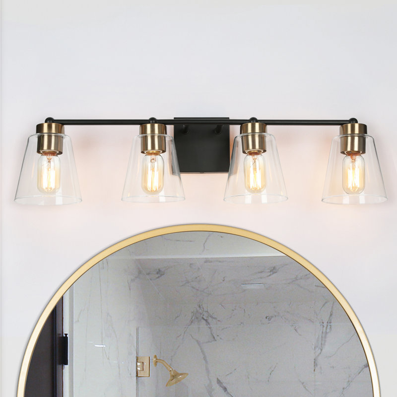 Luminaire de salle de bain à 4 lumières à intensité variable Quiros - noir