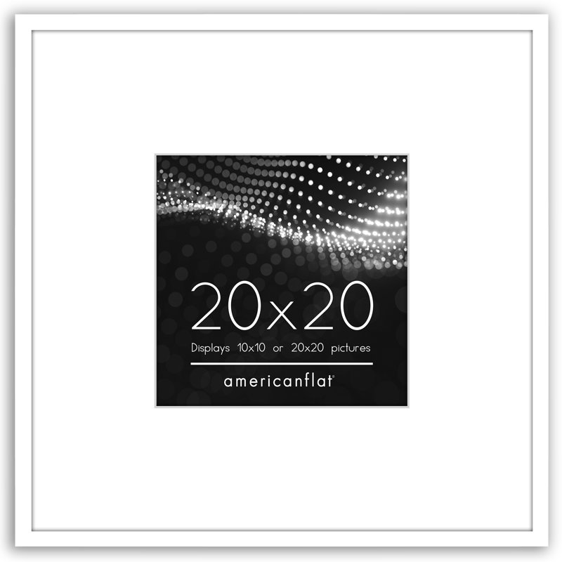  Cadre photo 20 x 20 - Utiliser comme cadre 10 x 10 avec passe-partout ou cadre 20 x 20 sans passe-partout - Cadre photo fin avec plexiglas poli - Blanc
