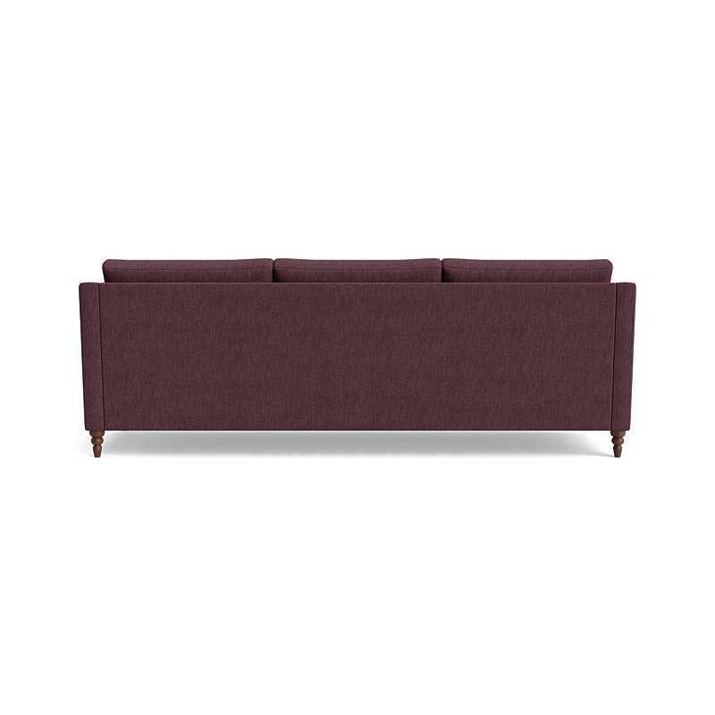 Vera Sofa (95"), Performance Weave - Aubergine, Walnut Finish (Turned)