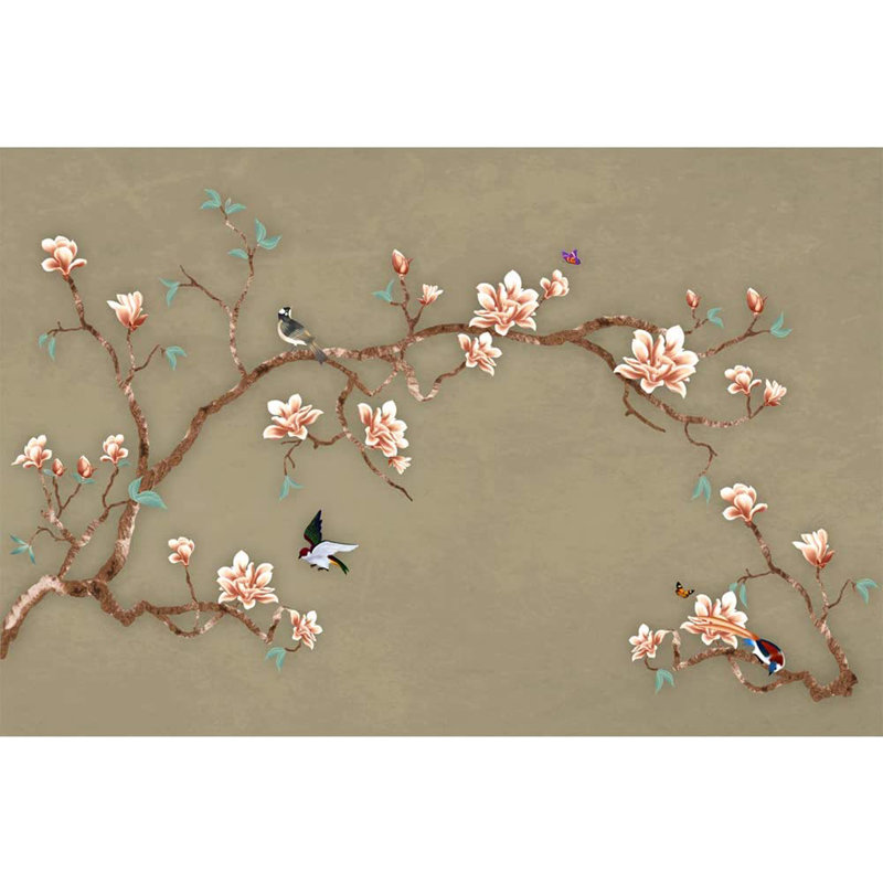 Idées murales murales pour chambre à coucher, style chinois, 5 autocollants muraux amovibles à peler et coller_CHINEZ_1912_Y05
