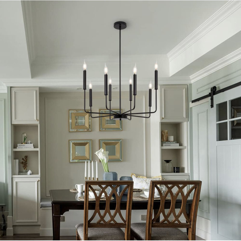 Luminaire suspendu rustique classique en métal à 8 lumières Qamra