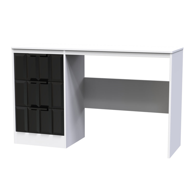 Besian 3 Drawer Desk  (Ready Assembled), Deep Black/White