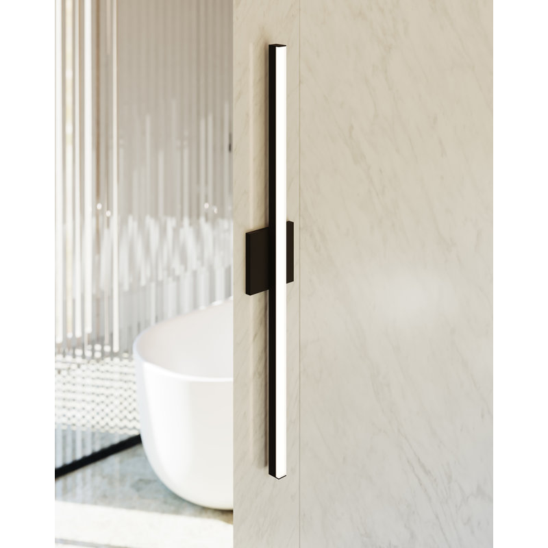 Barre d'éclairage LED de salle de bain à 1 lumière à intensité variable Stix, Noir satiné