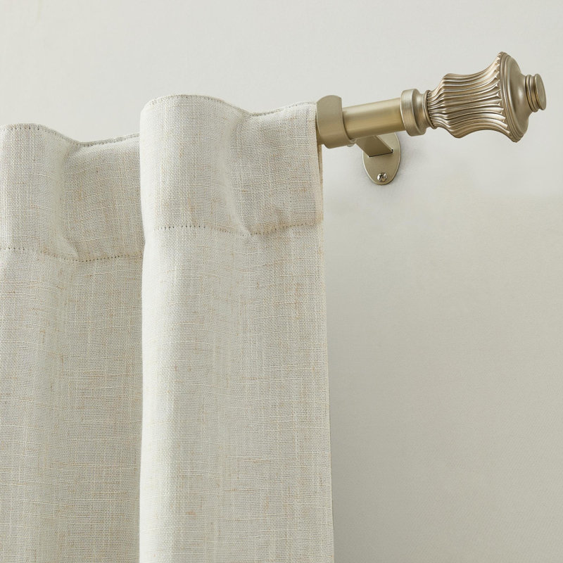Lenox Palazzo 1” Single Curtain Rod with Fluted Bell Shaped Finial Design, Antique Bronze -32"W x 78"L, 32"W x 142"L