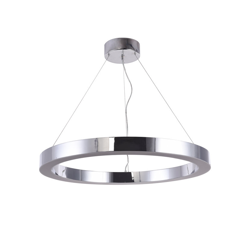 Streeter Transitional 1-Light LED Halo Ring Chandelier, 3" H x 15.7" W x 15.7" D, Chrome