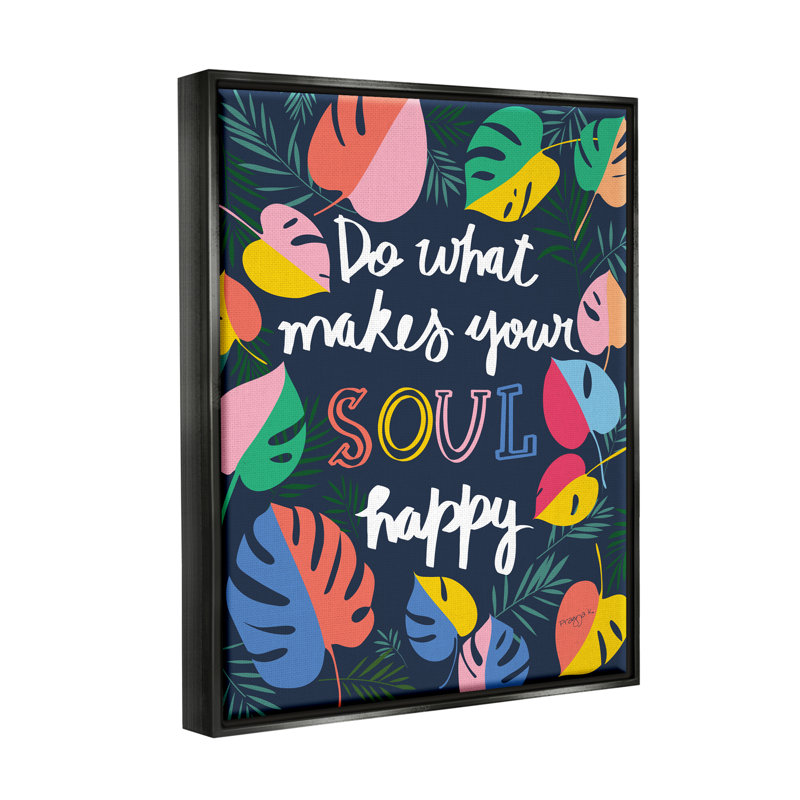 «Happy Soul Expression», reproduction sur toile à cadre flottant, Cadre flottant noir de jais, H 21 po x l 17 po x P 1,7 po
