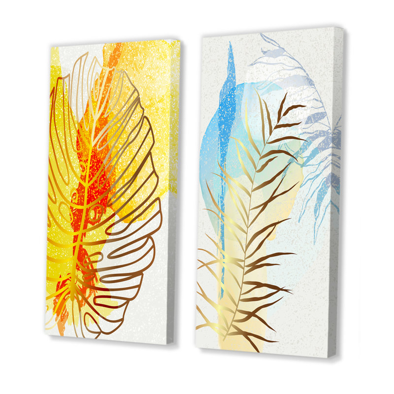 «Trendy Abstracts with Vibrant Organic Shapes IV», ensemble de 2 peintures, H 20 po x l 24 po x P 1 po, Toile tendue