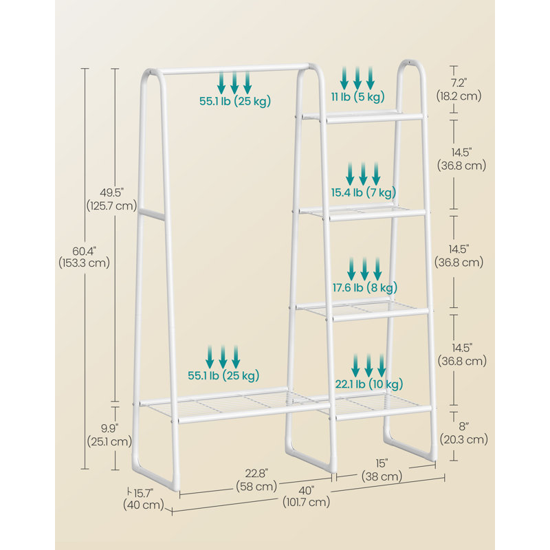 Darilynn 101.7cm Clothing Rack, Matte White