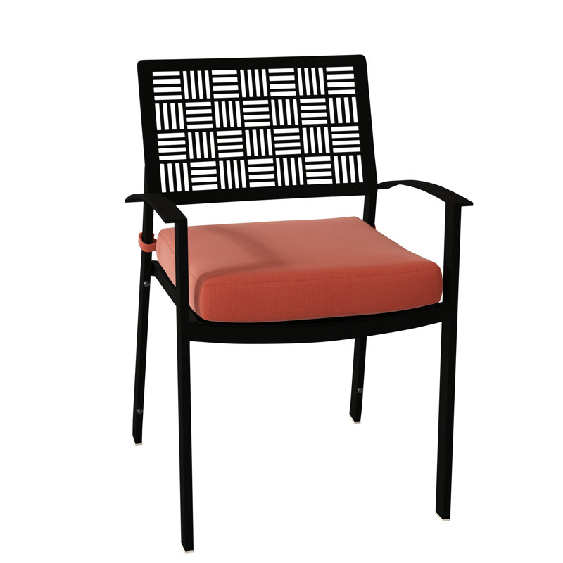 New Century Outdoor Dining Armchair, Textured Black, Spectrum Denim Sunbrella® Plainweave