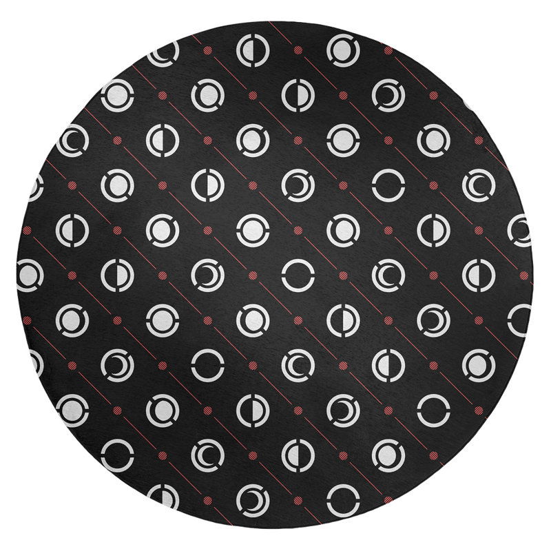Chenille Geometric Indoor Rug, Round 5'