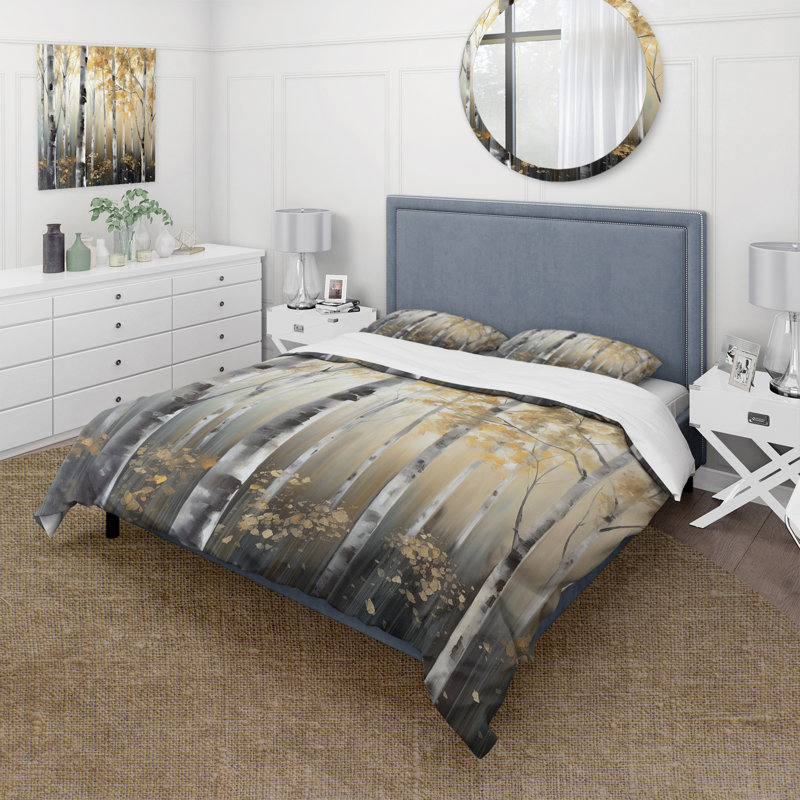 Ensemble de housse de couette en microfibre / polyester Birch Tree Dense Forest III Bedding